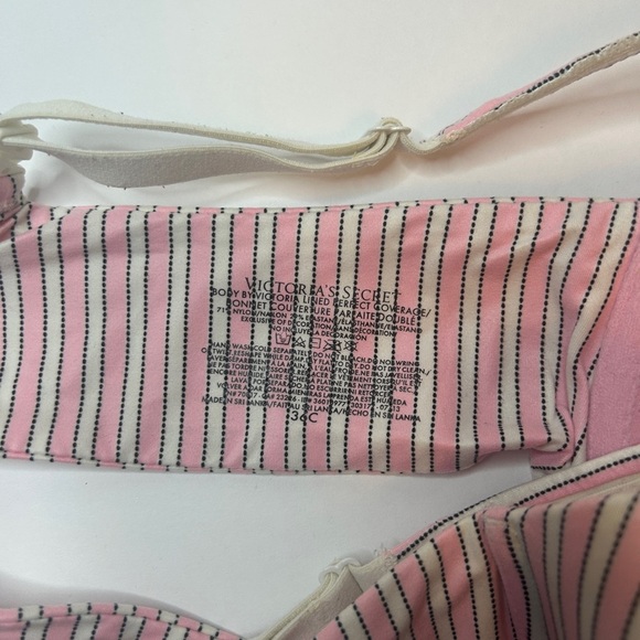 Victoria's Secret Bra Women's 36C Pink White Stripes Lined Perfect Coverage - Picture 3 of 3